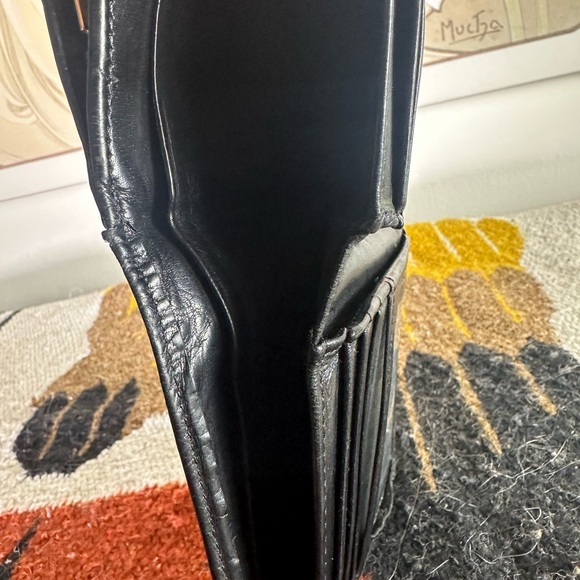 Vintage COACH Kiss Lock Black leather bifold wallet w/coin purse - Picture 7 of 13